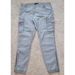 Eileen Fisher Cargo Slim Ankle Pants Gray Size 10 Side Zip Stretch Soft Luxe